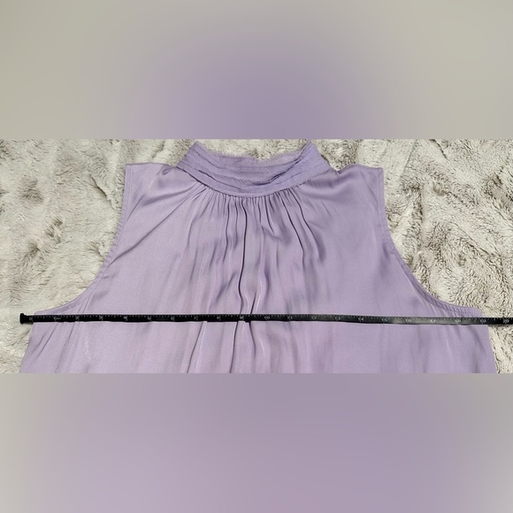 Worthington Lavender Purple Sleeveless High Neck Tiered Lace Blouse - Picture 5 of 9